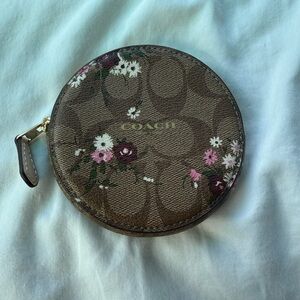 COACH Signature Floral Round Coin Case